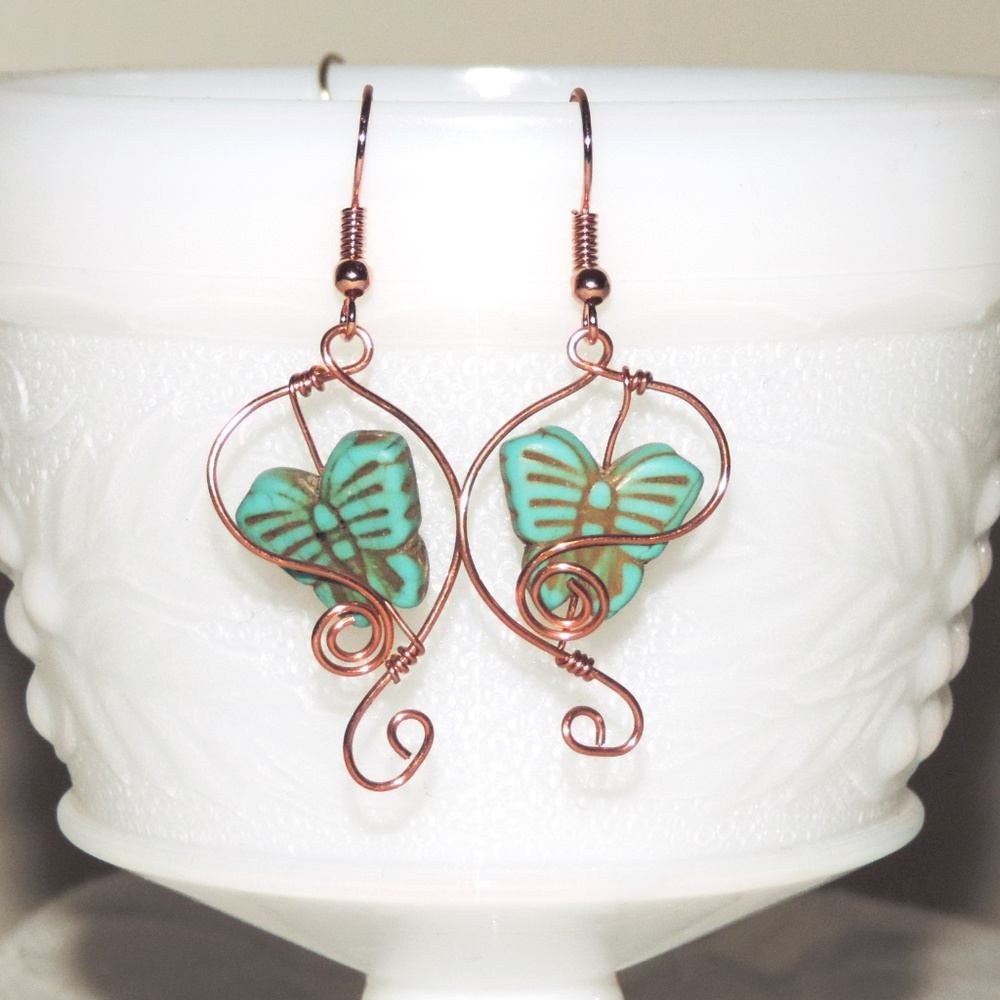 Turquoise Butterfly Dangle Earrings